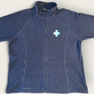 Eddie Bauer Navy Blue Zip-Up Sweater 3XL – Light Blue Cross